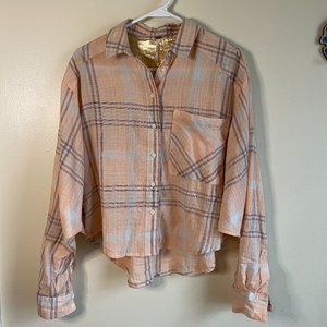 Free People Pink Plaid Shirt